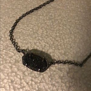 Kendra Scott Black Drusy Gunmetal Elisa Necklace